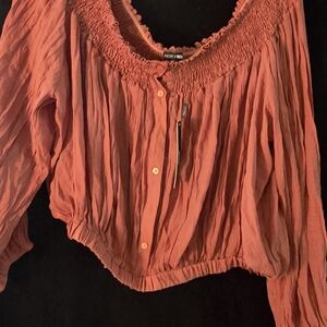 Fashion Nova Coral Smocked Blouse